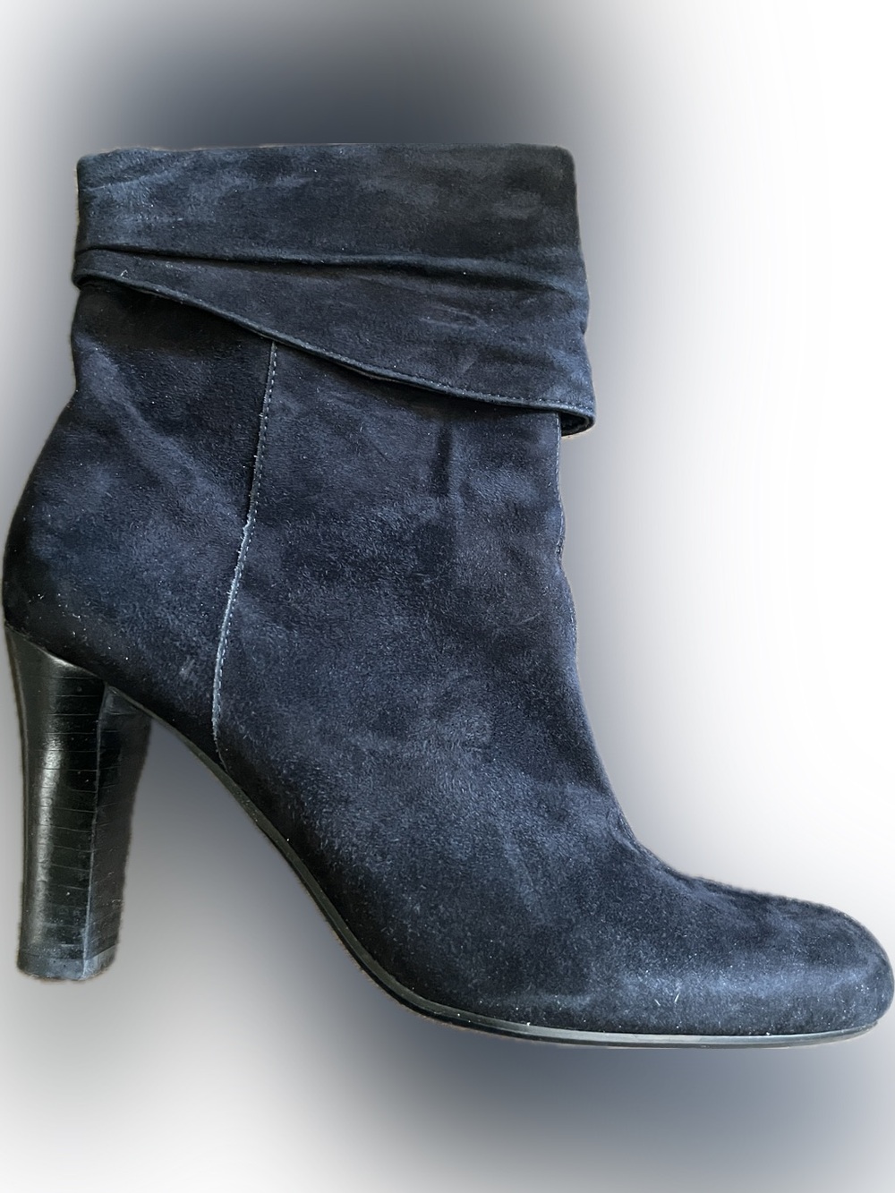 Nine West Black Suede Fold-Over Ankle Boot